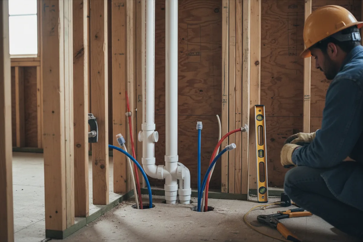 Drain and supply rough-in during Sump Pump Repair in Tyrone