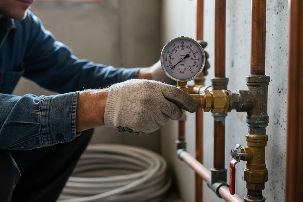 Pressure testing a repaired line during Water Line Repair in Tyrone